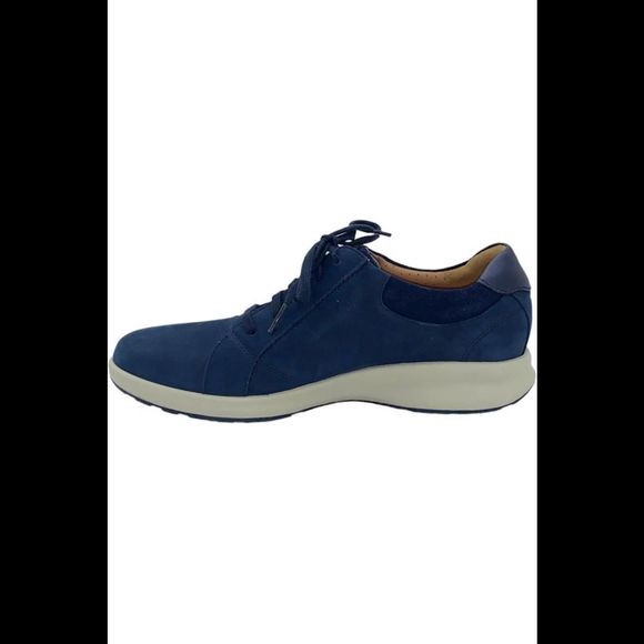 Clarks UnStructured Leather Lace-Up Sneakers Un Adorn Lace Navy - Medium - Picture 2 of 5